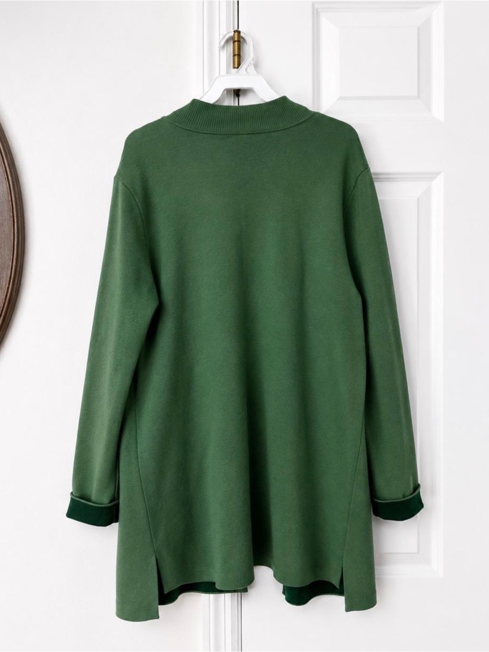 JJill Green Open-Front Longline Pocket Cardigan Sweater Jacket Size M - Picture 3 of 4